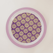 Flad tallerken med blomster, lilla