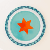 Flad tallerken med stjerner, blå