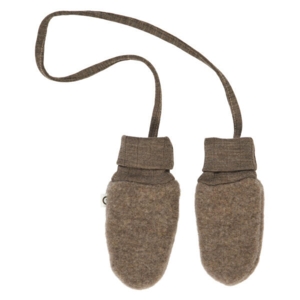 Woolly fleece mittens, walnut melange